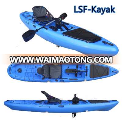 2018 China OEM wholesale sea pedal single fishing angler kayak sit on top with aluminum frame seat and kayak accessories